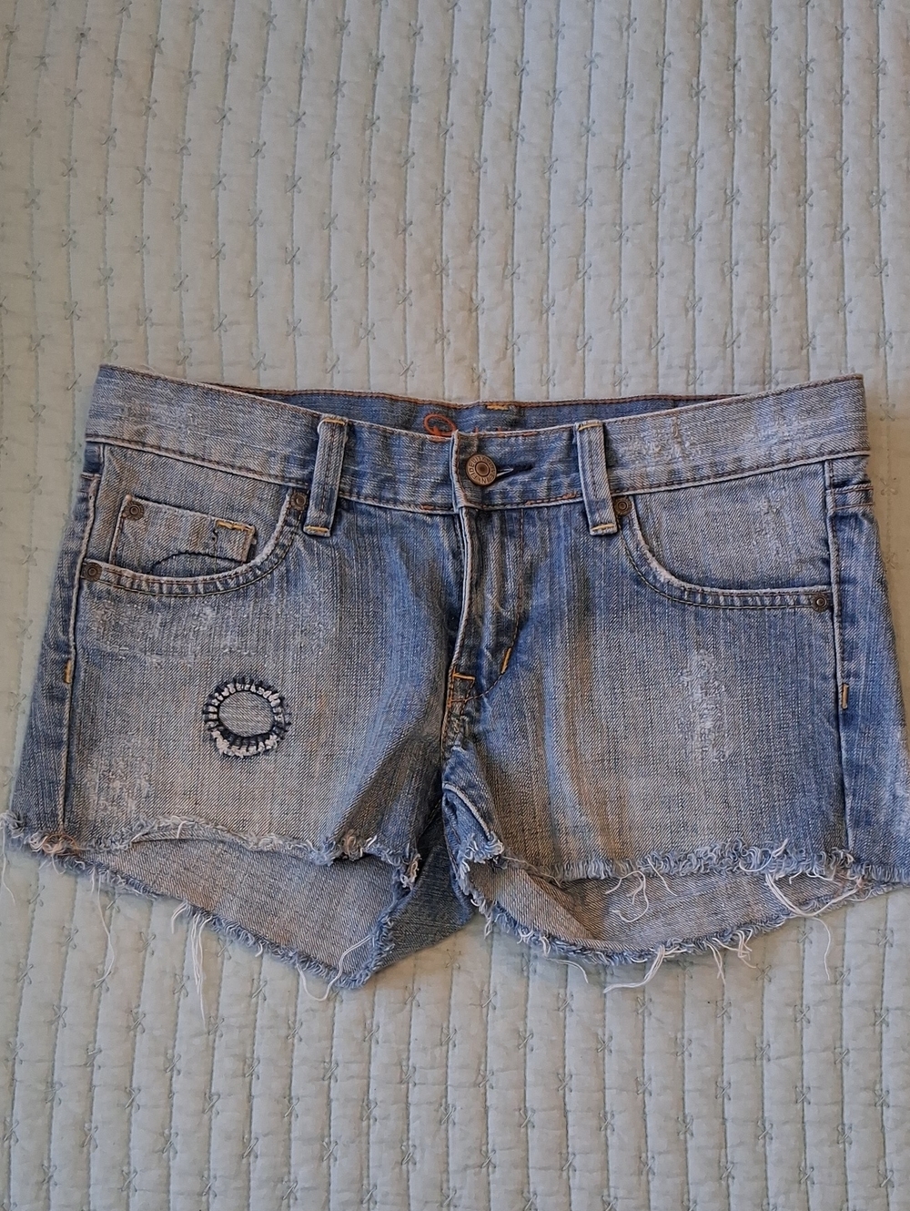 Fidelity Denim Light Blue Distressed Frayed Cutoff Shorts